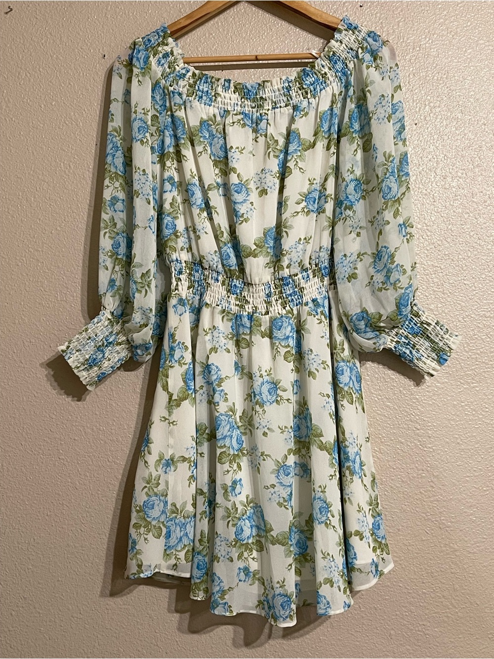 Leyden Smocked Floral Mini Dress chiffon